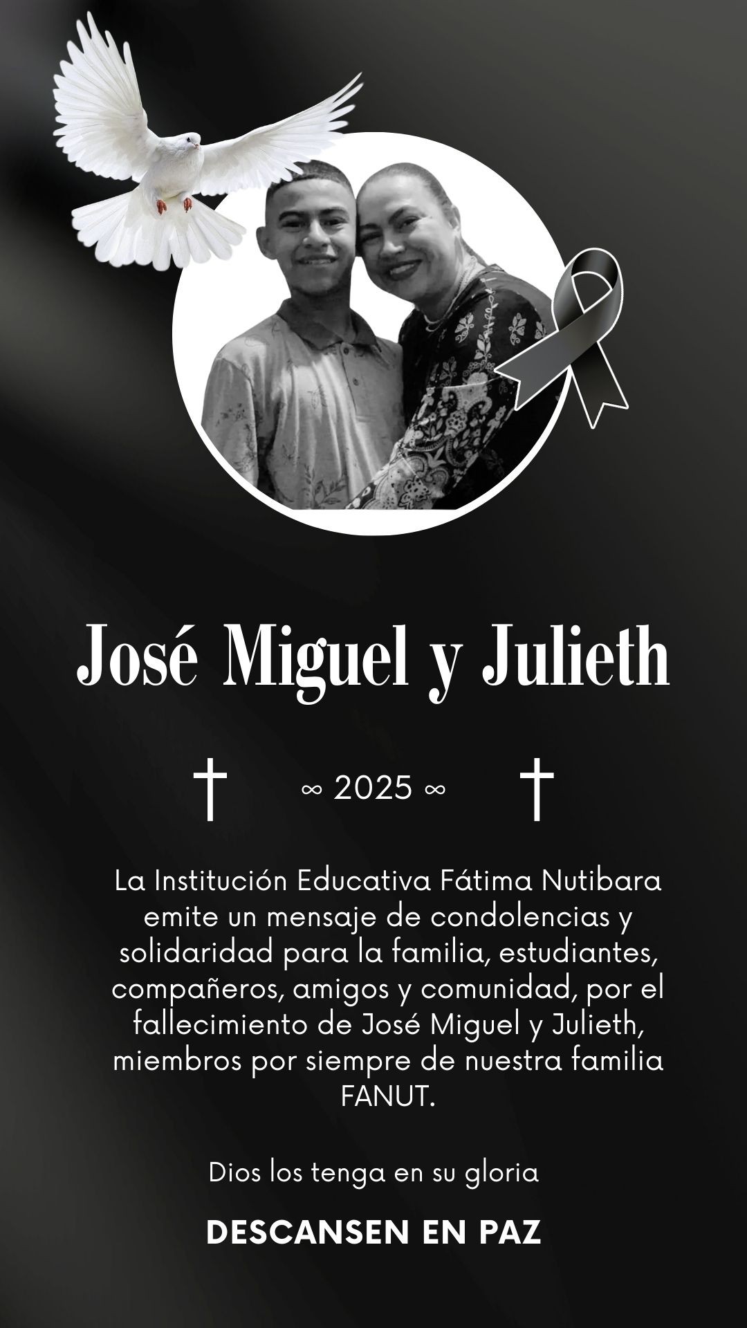 José Miguel y Julieth, siempre con nuestra institución.